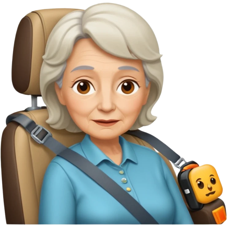 Stikers of mom which is a bit old and is relax and I will put her in a car emoji