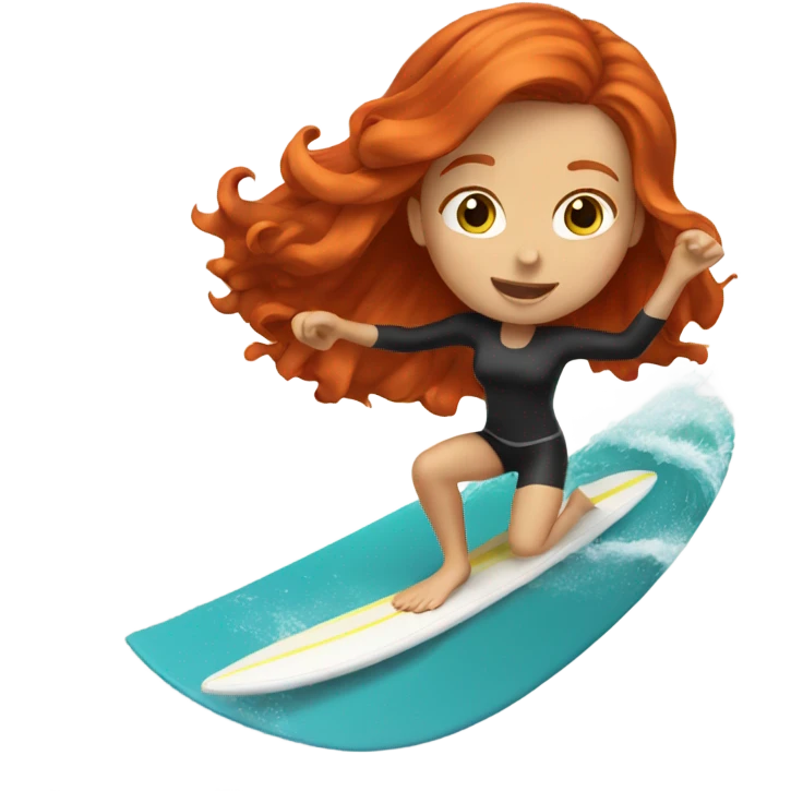 Redhead girl surfing emoji
