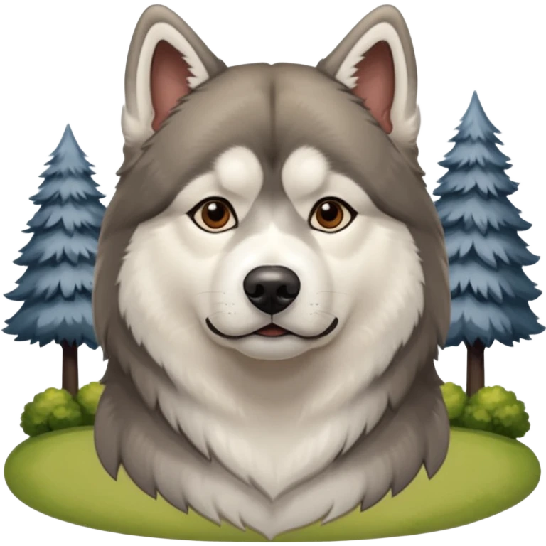 Alaskan Malamute dog, park, people emoji