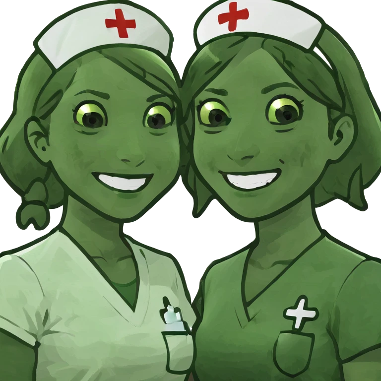 nurse girls smiling together emoji