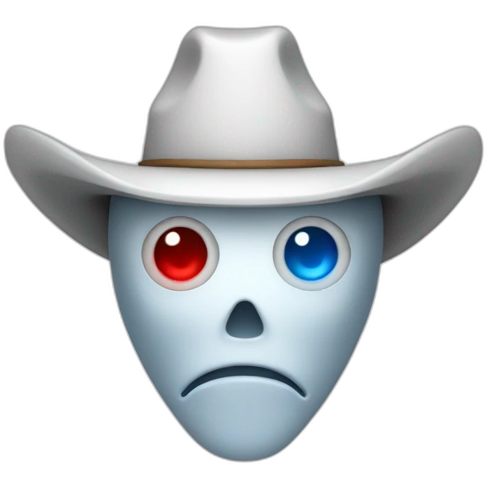 ghost cowboy with blue and red eye emoji