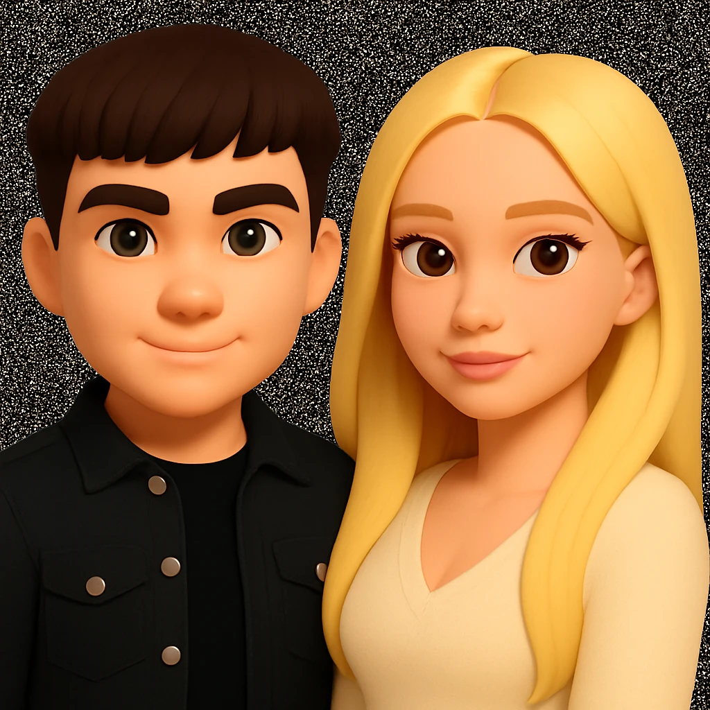 Slightly increase the volume of the upper body of the girl, make the hair more voluminous and separated from each other, even out the skin tone of the girl. The original style is 3D Emoji, which does not support editing, so please keep the look close to 3D Emoji style while making these changes. emoji