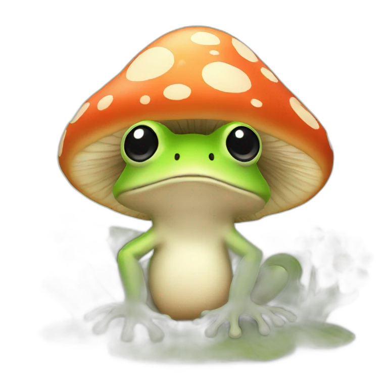 mushroom frog with flowers emoji