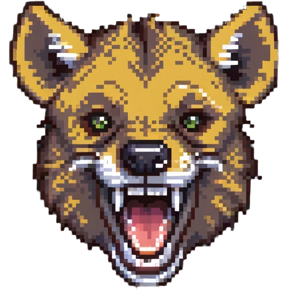 hyena with wide open mouth, showing teeth, laughing emoji