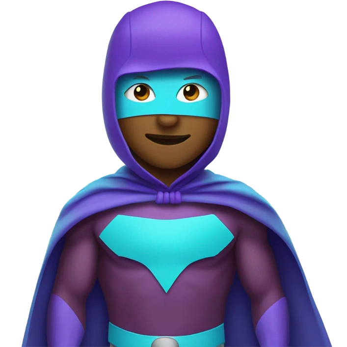 purple and cyan superhero in cape emoji