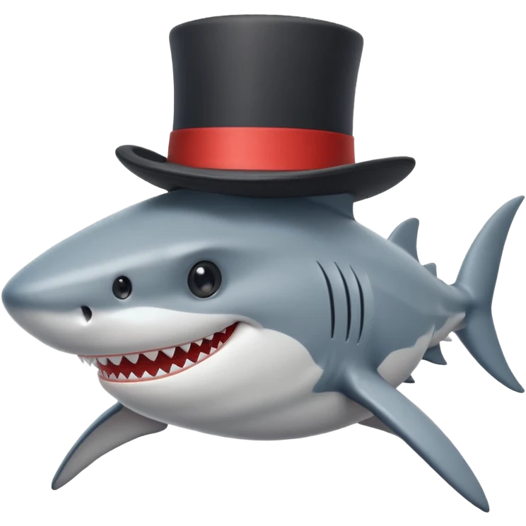Shark with a top hat emoji