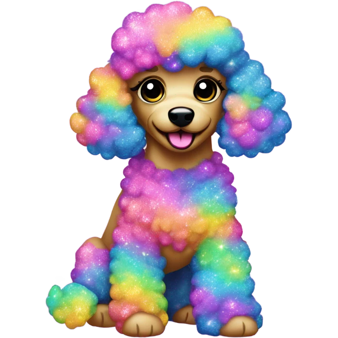 Lisa frank glitter poodle with clouds   emoji
