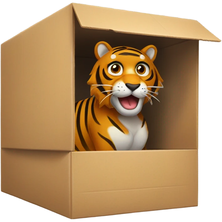 a box with Toni, in the box there is a tiger inside emoji
