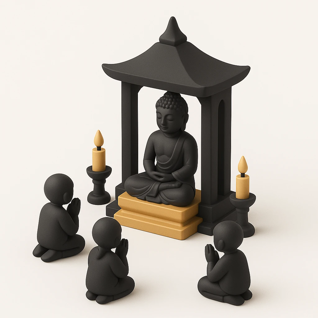 people praying in a Buddhist temple emoji