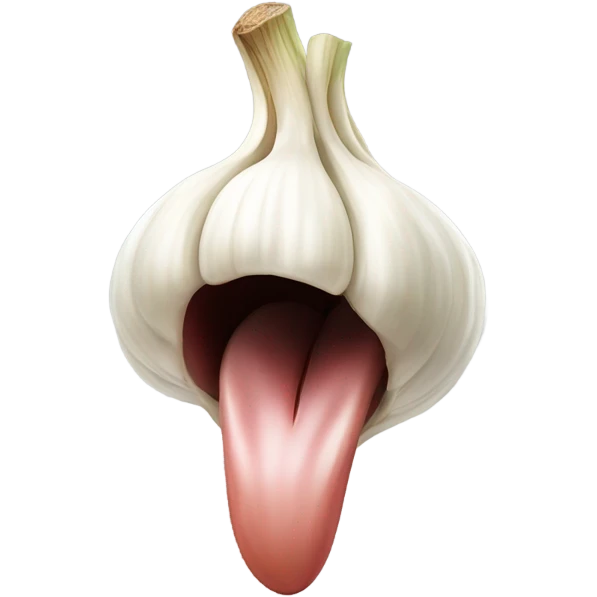 Tongue licking garlic emoji