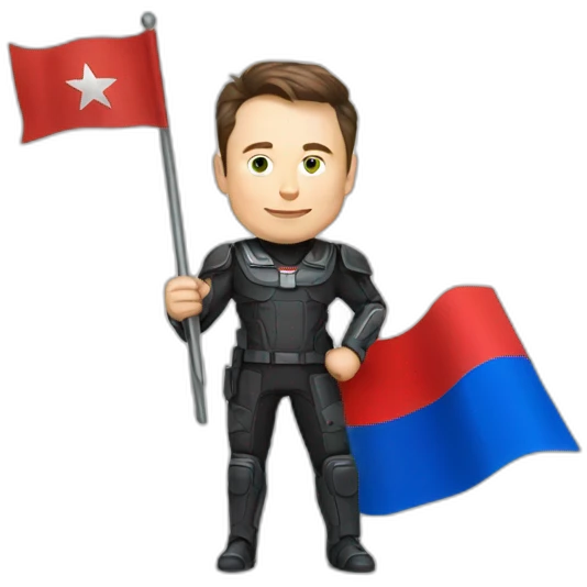 Elon musk holding Russian flag emoji