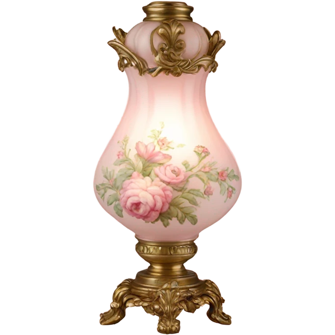 highly detailed vintage rococo light pink dainty floral lamp emoji