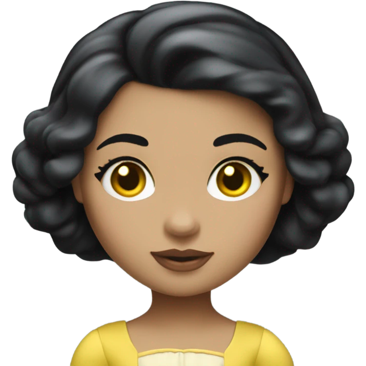 princess Snow White, black color. Doll eyes and medium yellow skin emoji