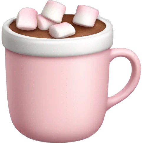Light Pink mug of hot chocolate with marshmallows  emoji