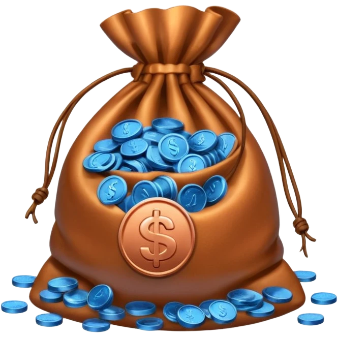 blue coins inside a money bag  emoji