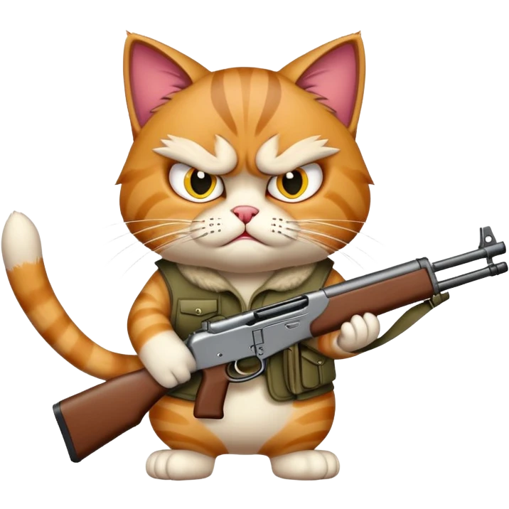 Angry cat unloading rifle emoji