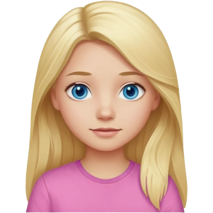 blonde girl long hair blue eyes pink shirt emoji