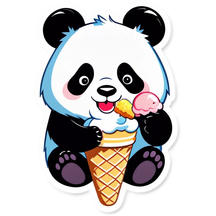 Panda eating ice cream emoji