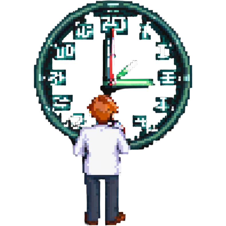 office worker looking at a clock emoji