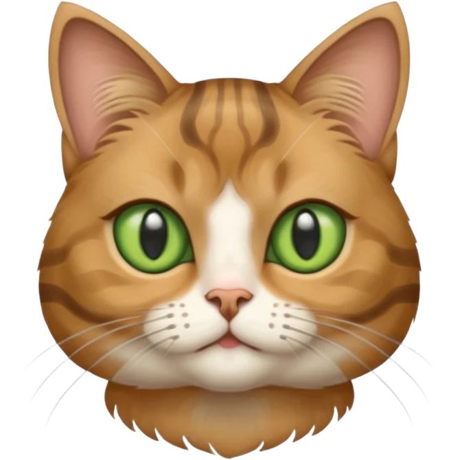 Half-eared grey striped green-eyed Scotch fold, cute cat emoji