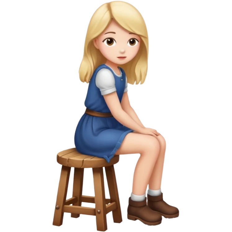 The girl is sitting on a stool facing full backwards. emoji