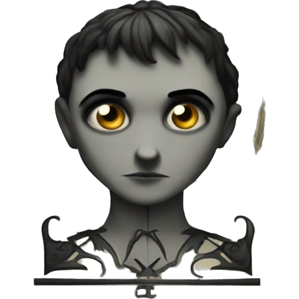 a horror-themed icon in a gothic and art deco hybrid - of the letters 'PD' emoji