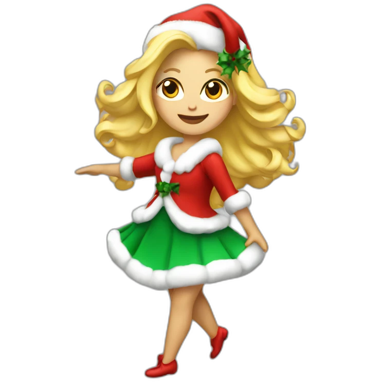 dansing blonde woman in christmas dress full body emoji