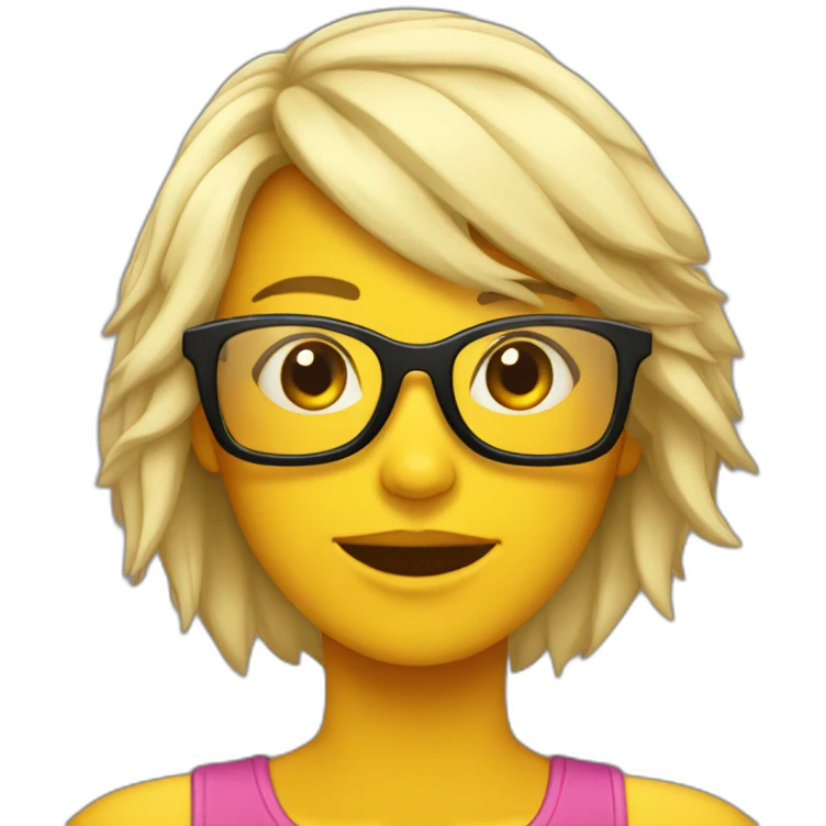 chica pelirroja con gafas negras emoji