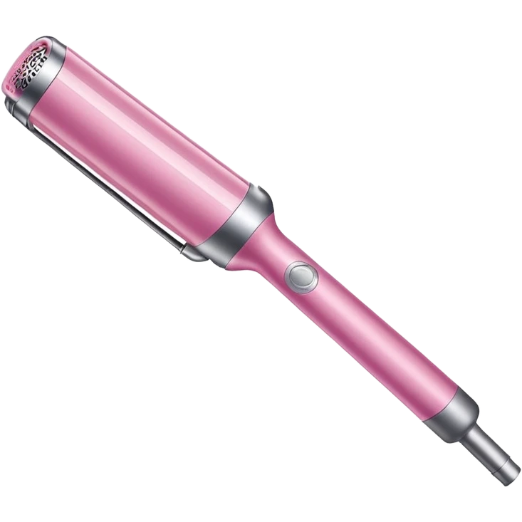 Pink Dyson Airwrap styling wand, long silver cylindrical barrel with rounded curling attachment, glossy pink body, silver accents, realistic emoji