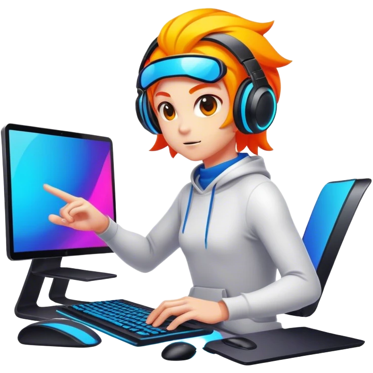 e-sportler on the coputer emoji