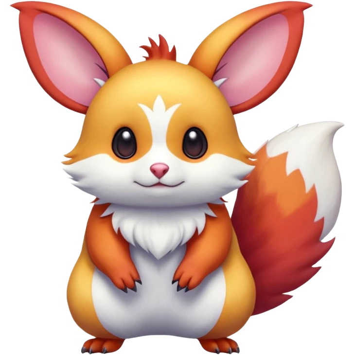  Shiny light warmly colored reddish-orange-gold-gradients vibrant colorful pastel flourishing flurry fuzzy Absol-Minccino-Furret-Zangoose-Chinchilla-Stitch-fusion-animal-Fakémon-hybrid-creature  emoji