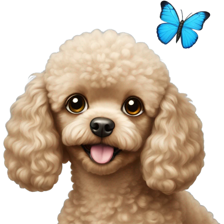 Toy poodle with blue butterfly  emoji