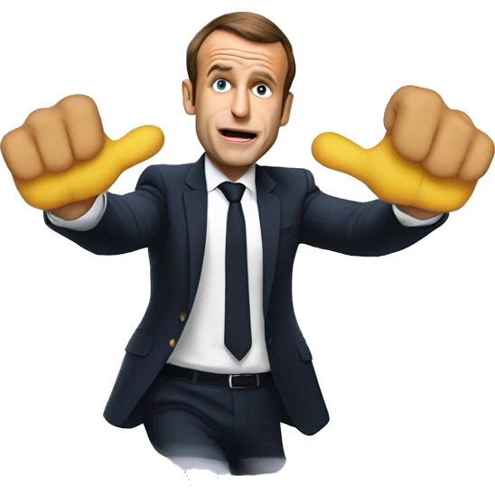 macron qui fais un dab avec ses deux bras emoji