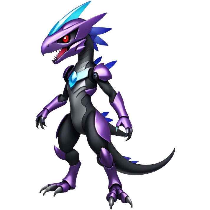 Shiny Dark Nebula Futuristic Fakemon-Pokemon-Digimon-Spectrobes-Raptor-fusion, full body emoji