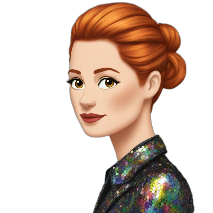 Audrey fleurot ponytail with multicolored sequined suit emoji