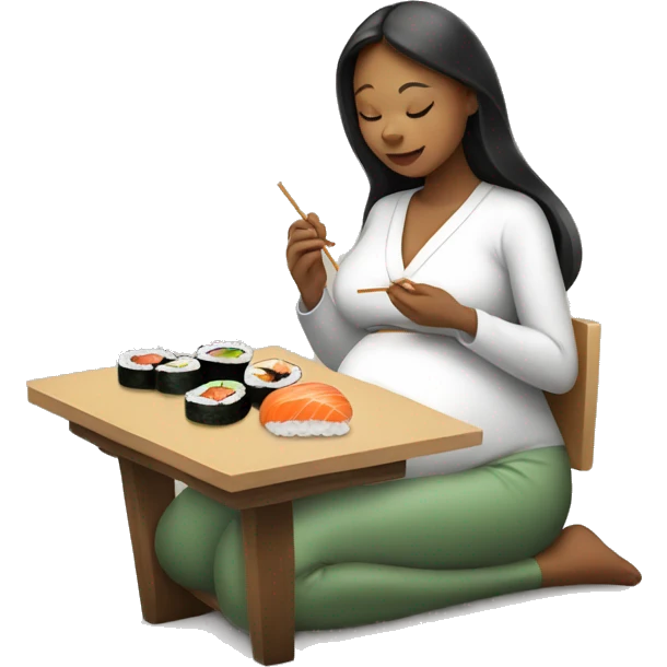 pregnant woman eating sushi  emoji