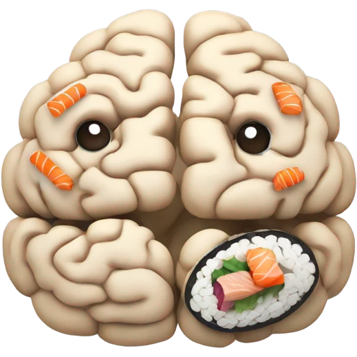 Brain thinking of sushi emoji