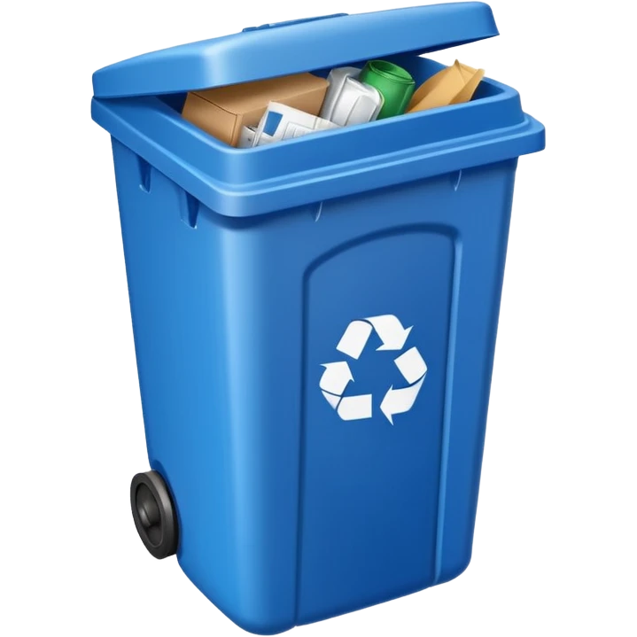 blue recycling bin with lid closed emoji
