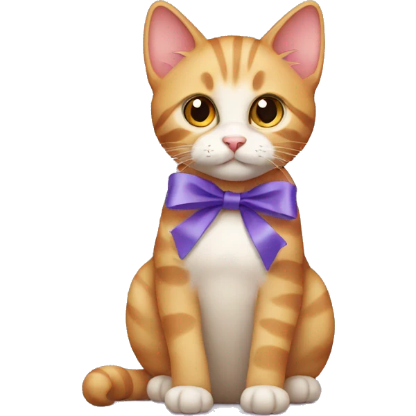 Cat wearing ribbon emoji