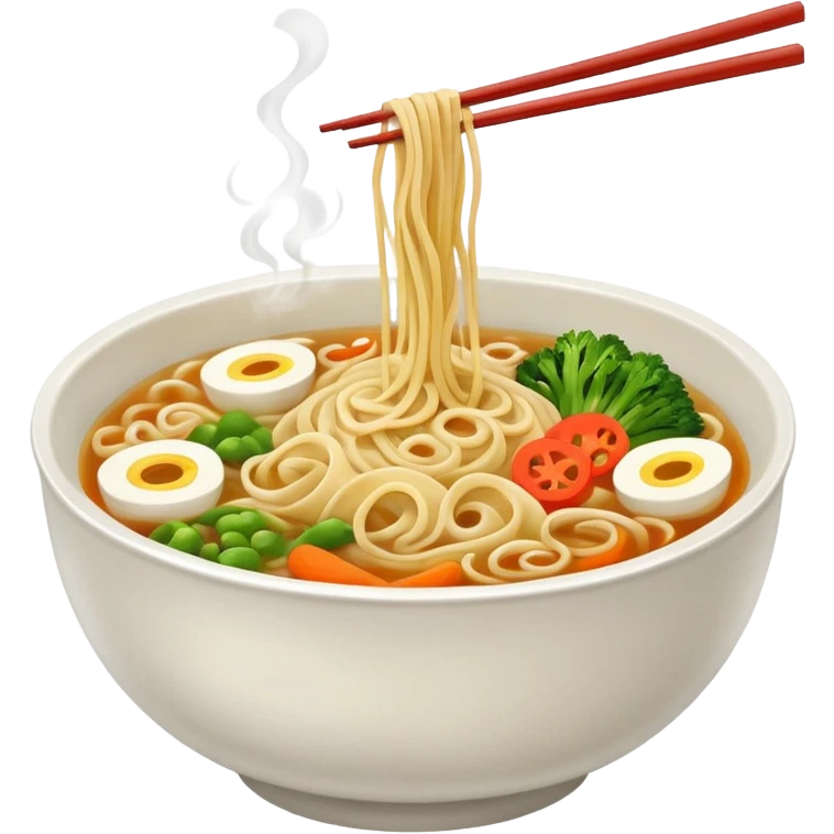 raw a hot bowl of noodles with chopsticks. emoji