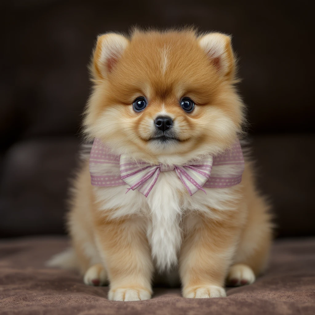 pati color pomeranian puppy sitting, realistic style emoji