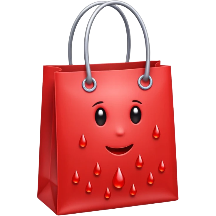 shopping bag with blood drops emoji