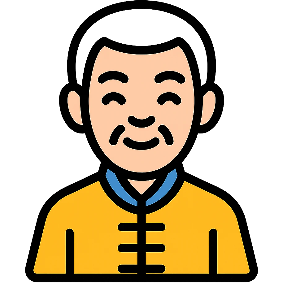 white haired handsome Chinese man icon with lineal color and black outlines emoji