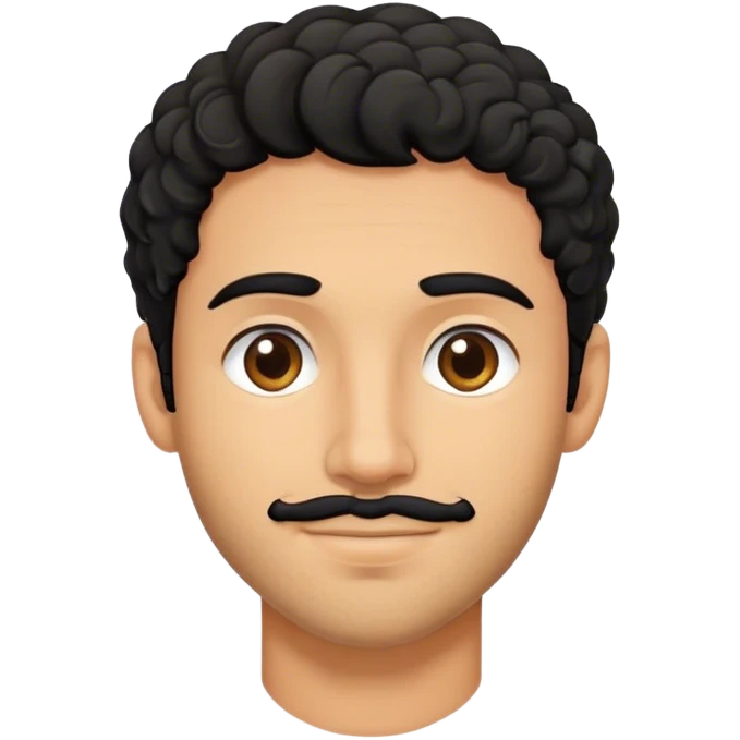 stubble man with curly wavy short black hair emoji