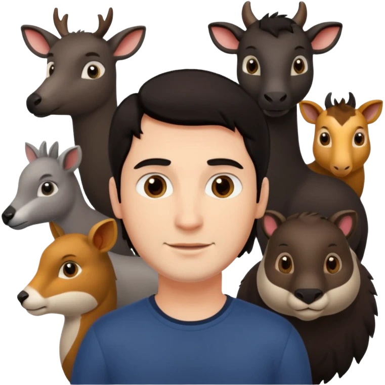 GRANJERO PIEL CLARA Y PELO OSCURO CON ANIMALES A SU ALREDEDOR QUE SEA HOMBRE emoji