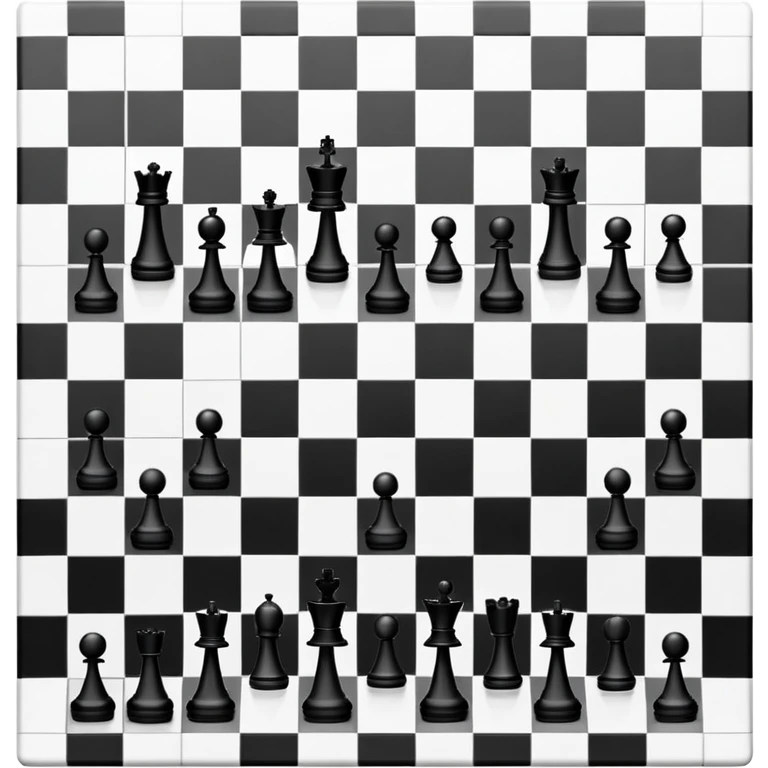 chess board with strictly black and white squares only, no other colors, no chess pieces, just alternating black and white squares emoji