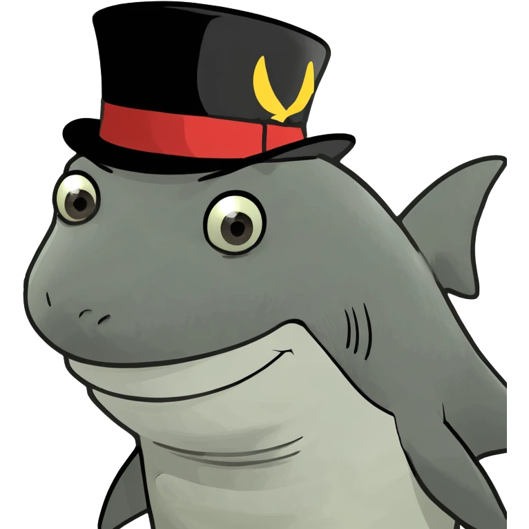 Shark with a top hat emoji