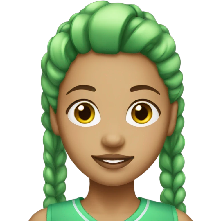 light skin girl with green ponytail  emoji
