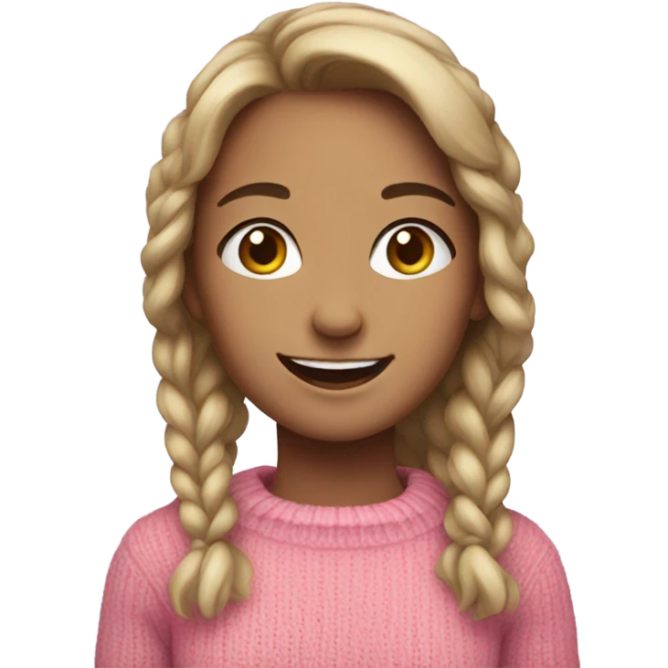 smiling girl in pink sweater emoji