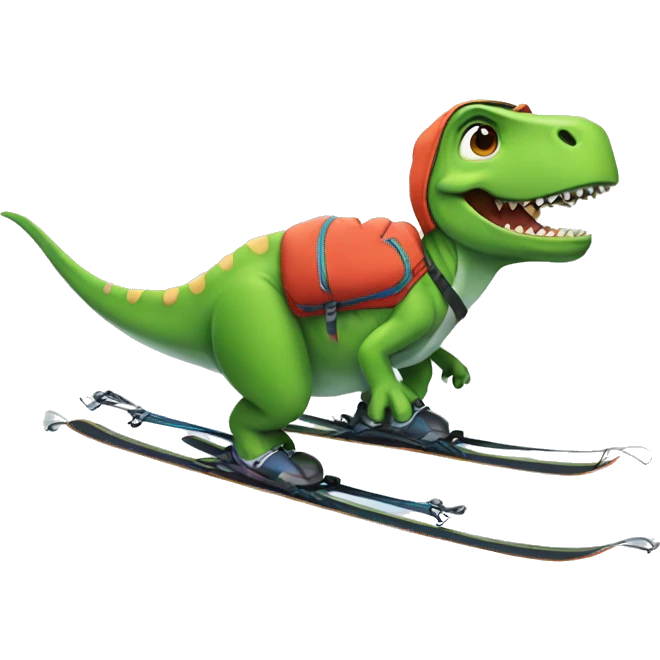 Dino skiing emoji